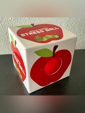 Teacher Gift, Red Apple Silicone Stress Ball with Green Stem